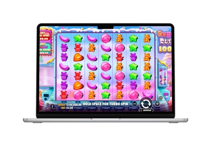Sugar Rush 1000 demo i webbläsaren på en laptop