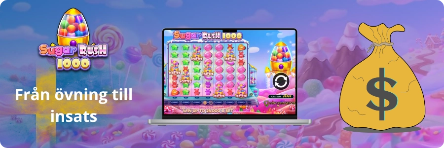 Övergång från demo till riktigt spel i Sugar Rush 1000