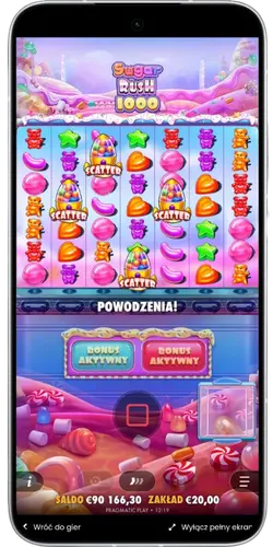 Cztery symbole scatter uruchamiają bonus w grze Sugar Rush 1000.