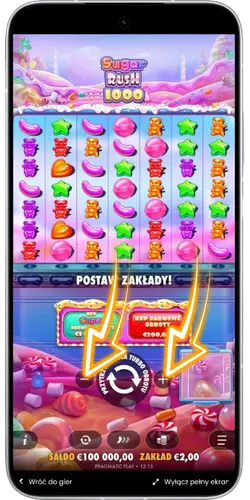 Ustawianie stawki w Sugar Rush 1000
