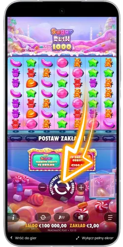 Przycisk obrotu w Sugar Rush 100